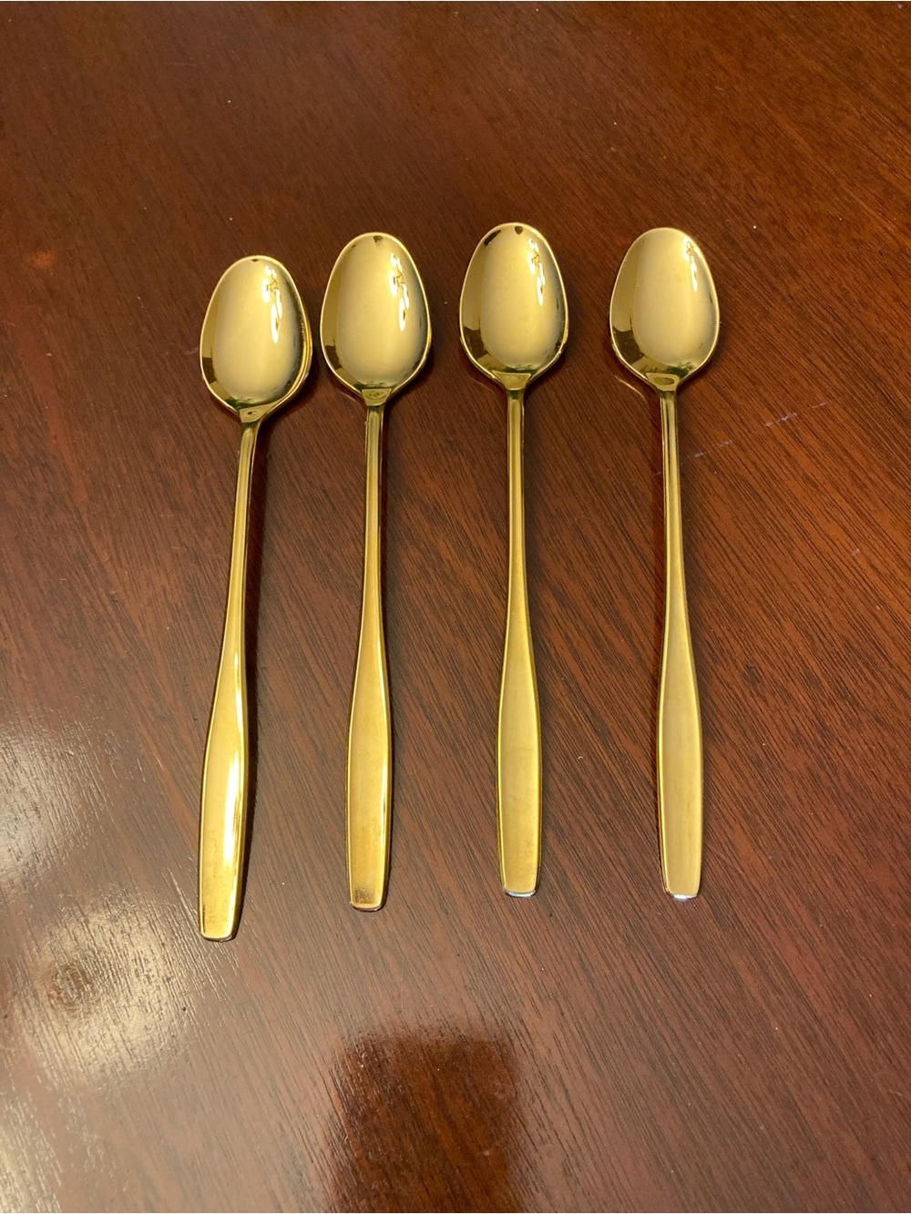 4 Gold Plated Ice Tea Spoons by Rogers Cutlery Co.